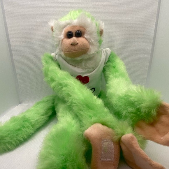 Vintage “I ❤️ Chicago” Plush Talking Hanging Green Monkey - Picture 2 of 4